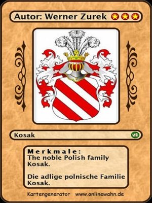 cover image of The noble Polish family Kosak. Die adlige polnische Familie Kosak.